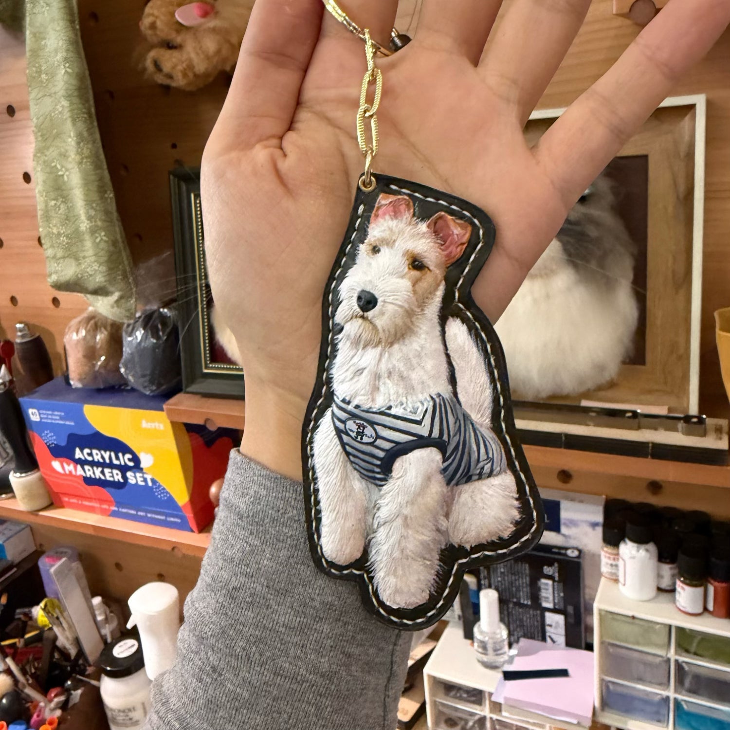 Custom Leather Carved Pet Portrait Charm