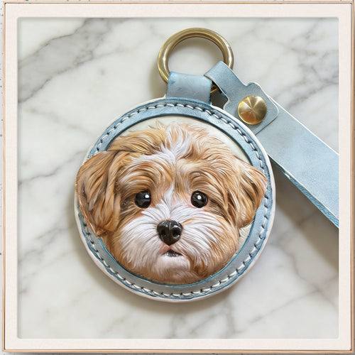 Custom Leather Carved Pet Portrait Charm