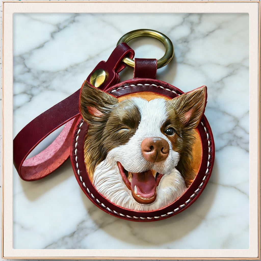 Custom Leather Carved Pet Portrait Charm