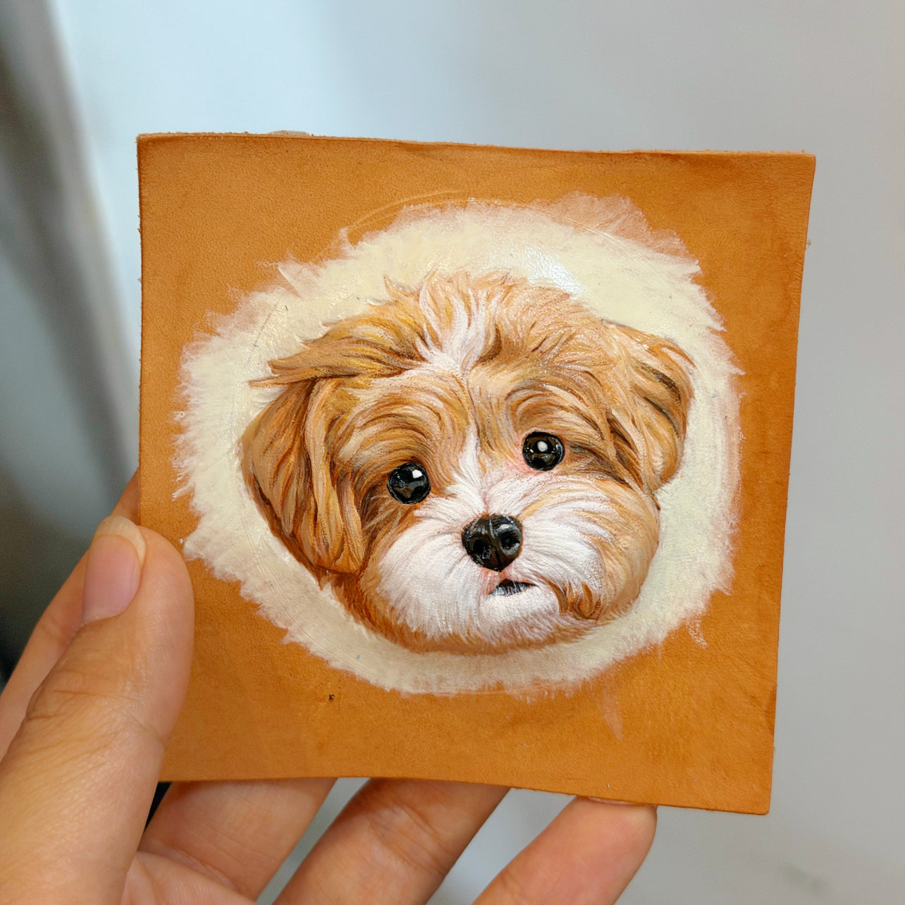 Custom Leather Carved Pet Portrait Charm