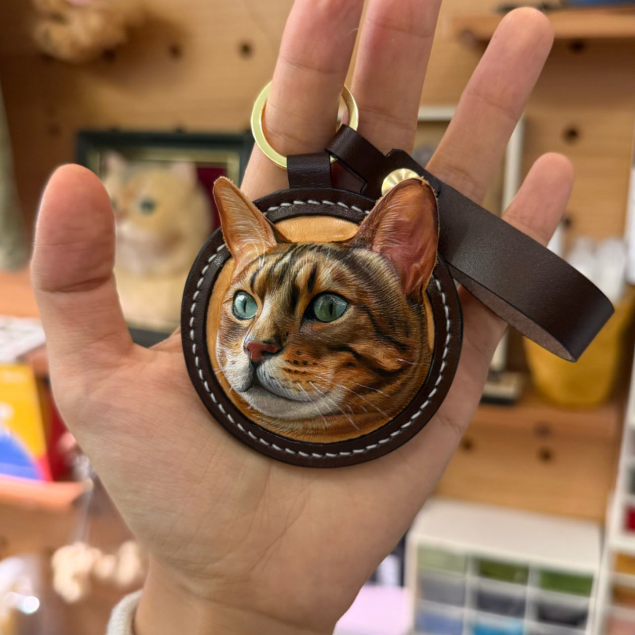 Custom Leather Carved Pet Portrait Charm