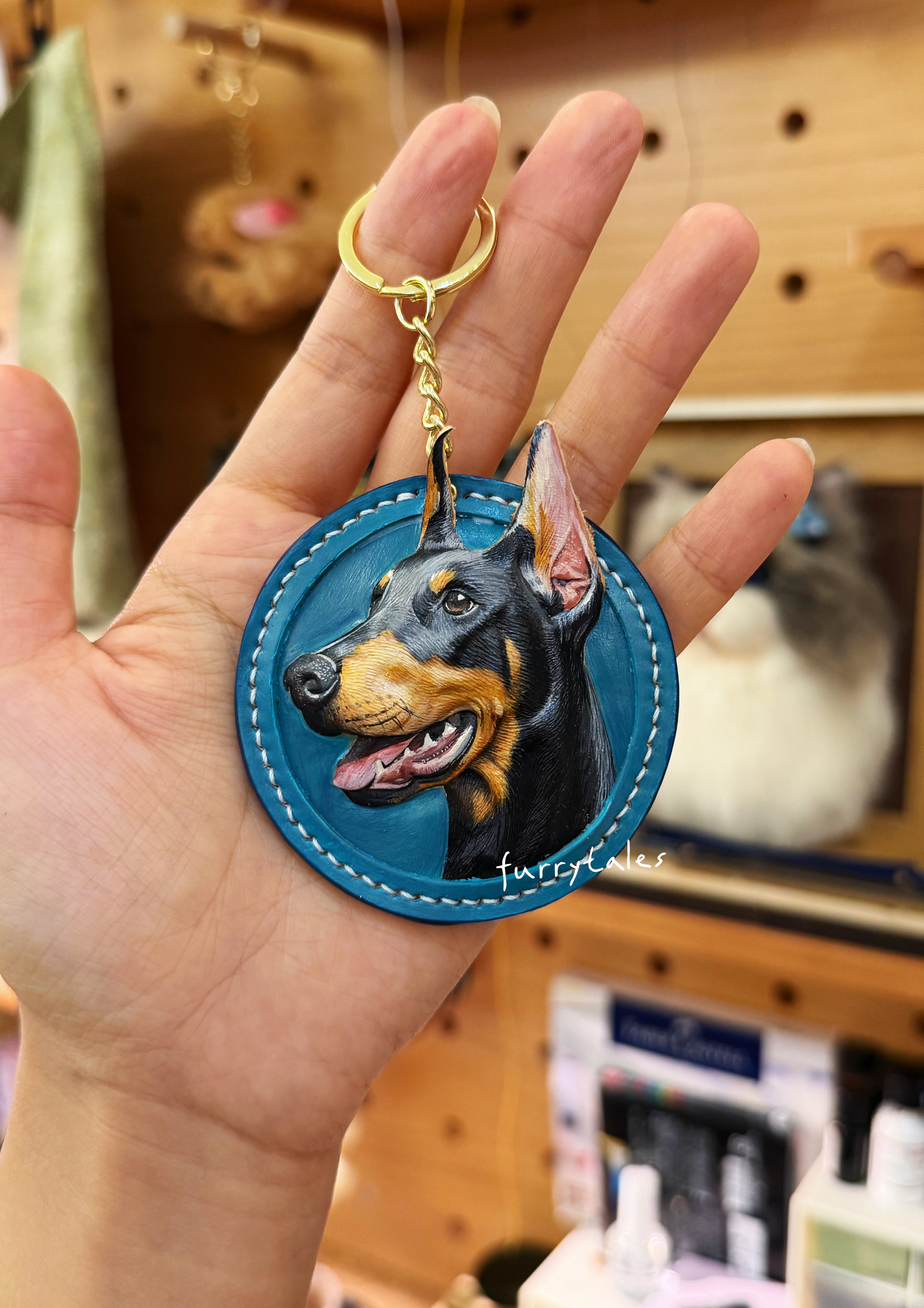 Custom Leather Carved Pet Portrait Charm